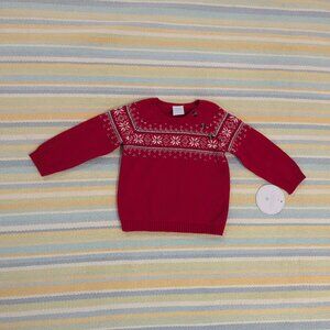 ⭐ NEW NWT Edgehill Collection Red Festive Holiday Fair Isle Sweater 6 Months